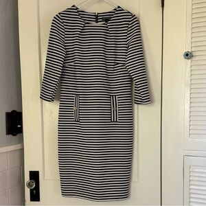 Nina Leonard Black & White Striped Dress - Classic Nautical Style